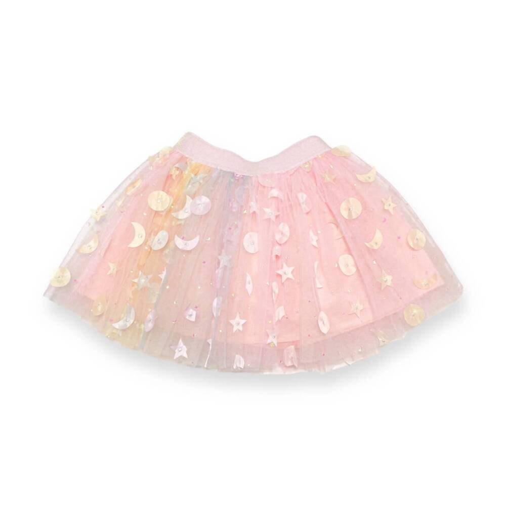 NEW DOE A DEAR girl's moon and star embellished tutu skirt in pink